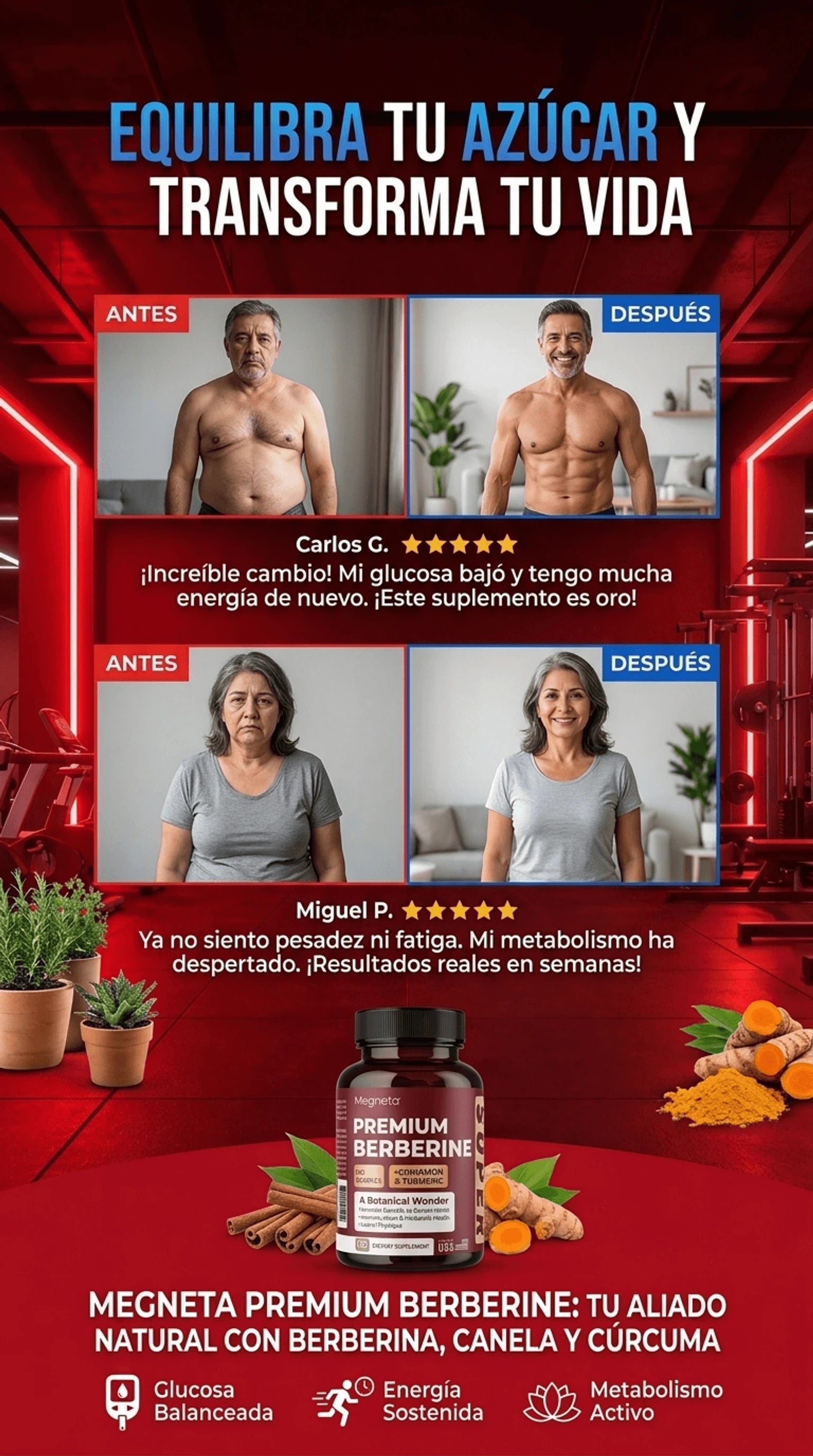 Antes y después de usar Premium Berberine
