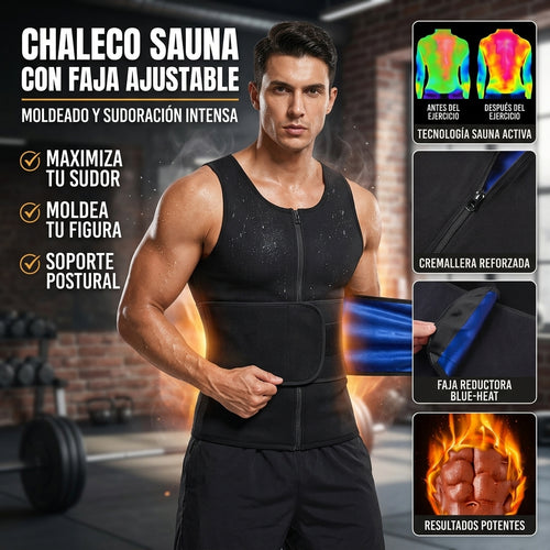 Chaleco sauna negro con cinturón ajustable