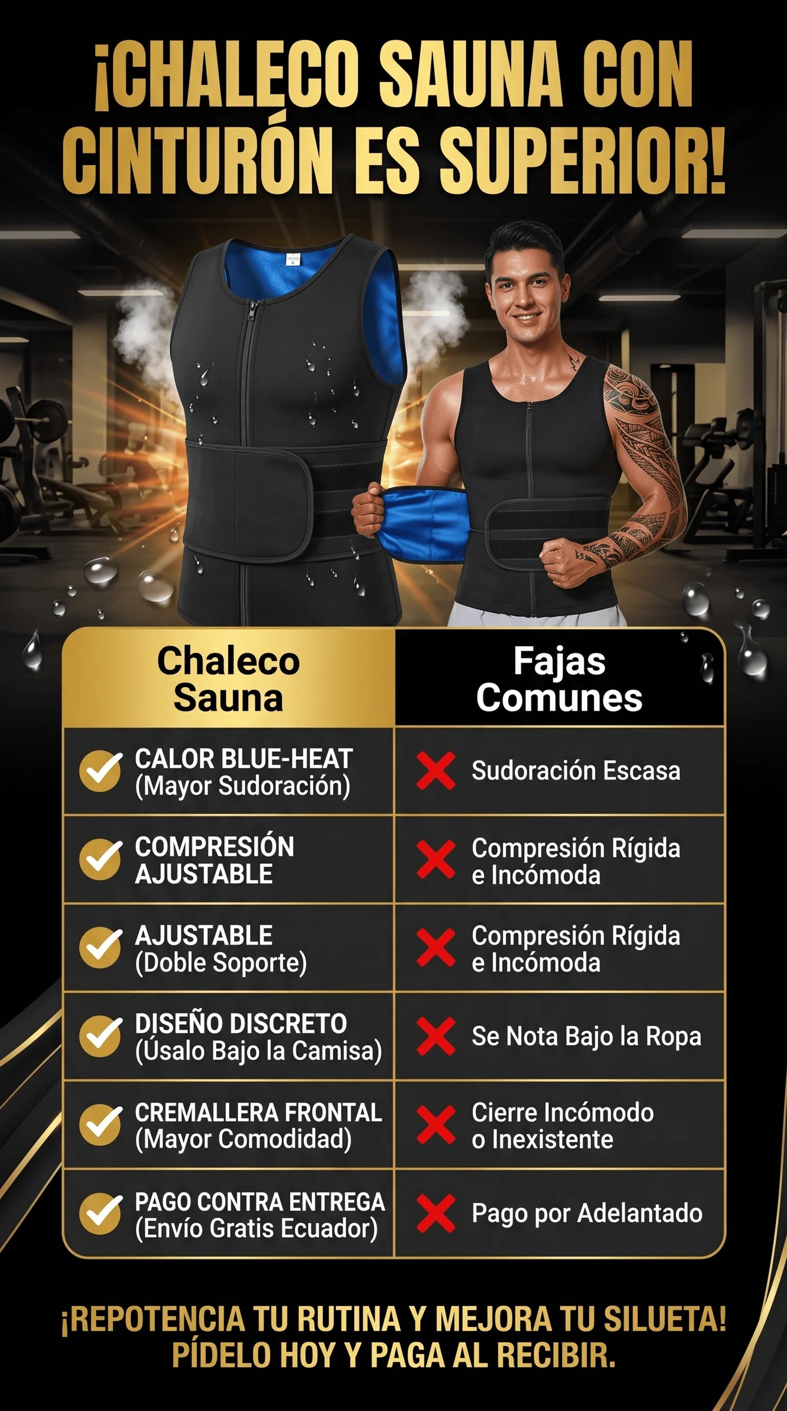 Chaleco Sauna frente a una faja común